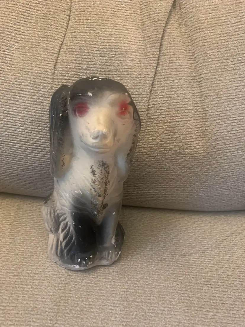 56. Carnival Chalkware Dog Black And White.