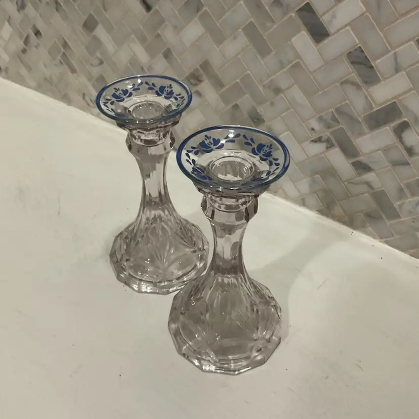 Set Of Clear Candlesticks