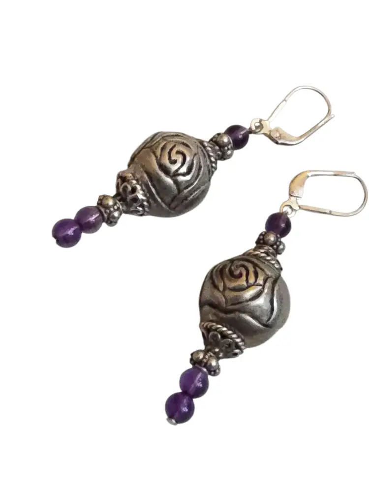 Pierced Flower Beaded Pierced Earrings (A9476)