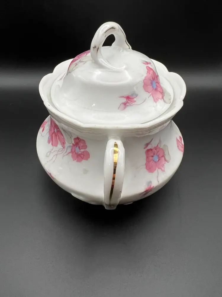 Limoges Bassett Austria Large Lidded Sugar Dish  Floral Design