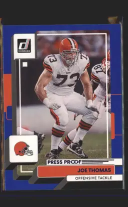2022 Donruss #206 Joe Thomas Blue Press Proof - (139) - Cleveland Browns