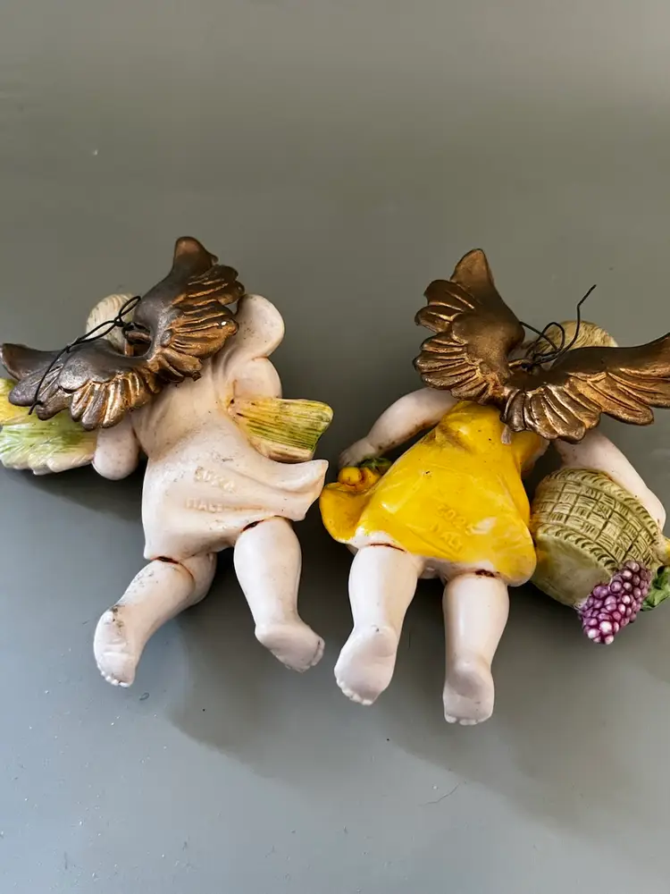 Vintage Fontanini Cherubs Set Of Two 1984 Italy
