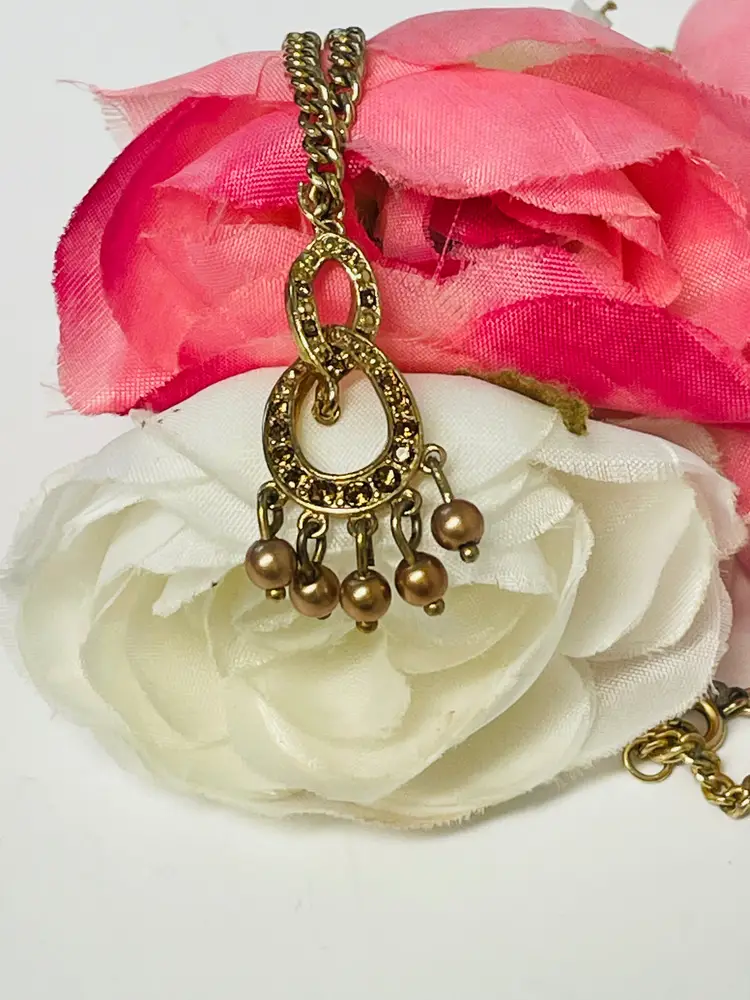 Monet Gold Oval Drop with Rhinestones