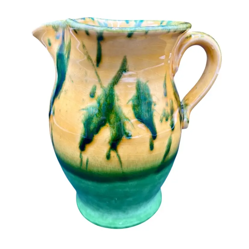 Italica Ars Terracotta Pottery Pitcher/Vase, Hand-Painted, Made in Italy Handled