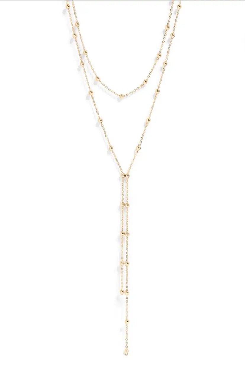 18K Gold PVD  Stainless Steel Or Stainless Lariat Necklace