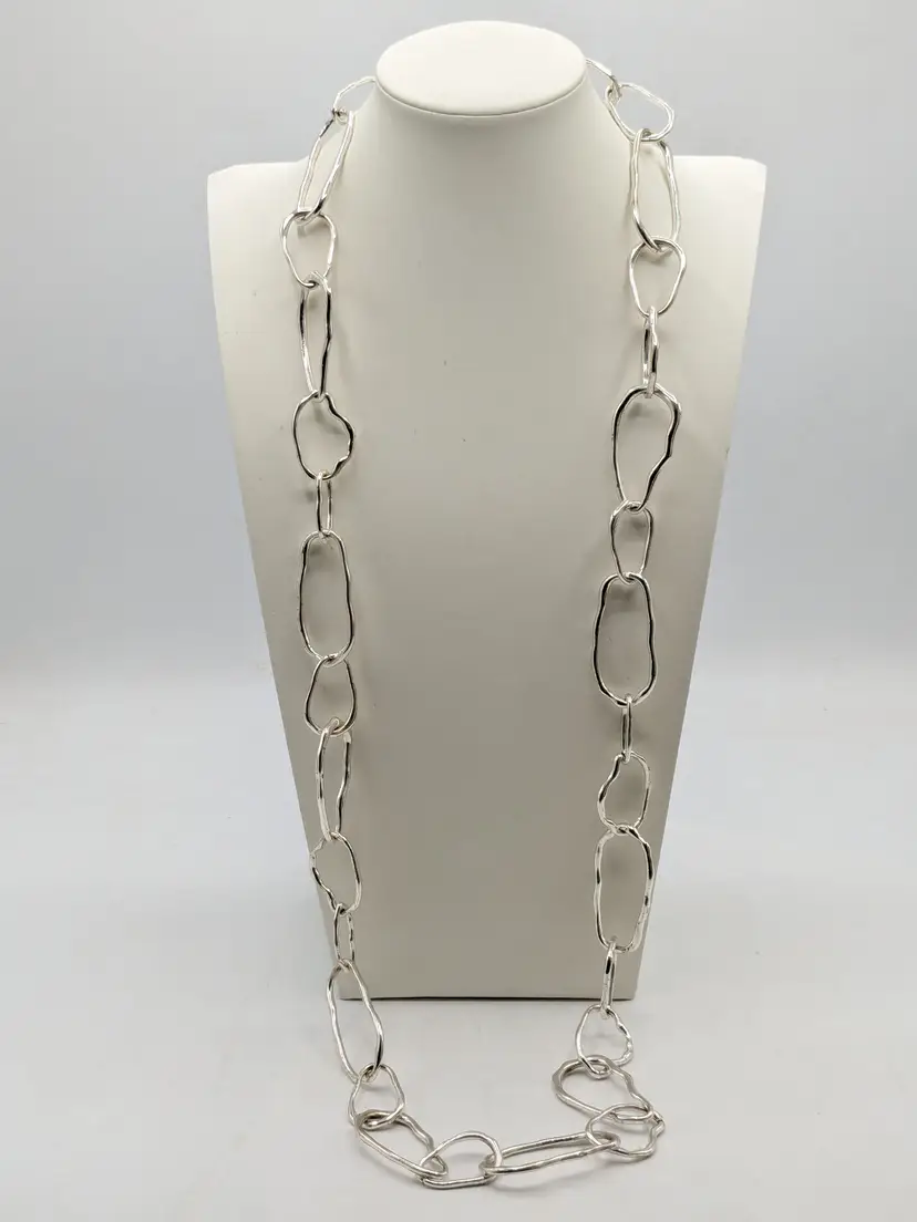 Silver Tone Abstract Link Necklace Jewelry