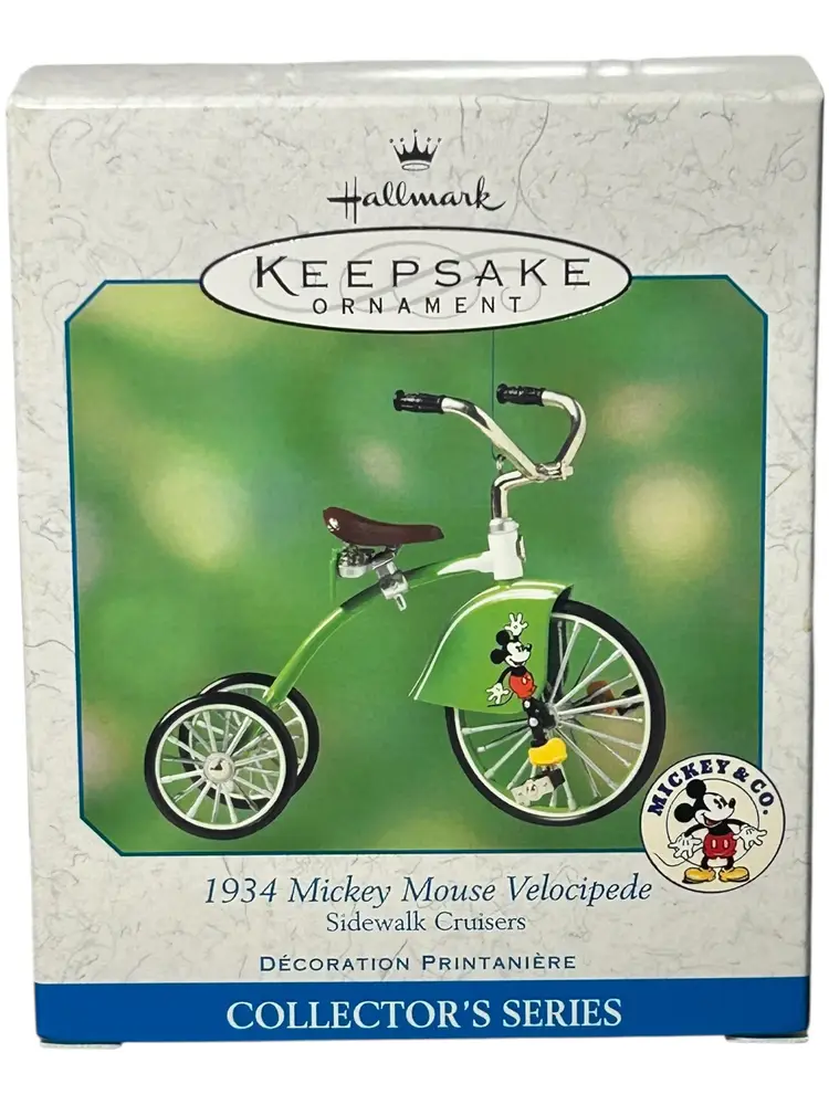 Hallmark Ornament 1934 Mickey Mouse Velocipede Tricycle Sidewalk Cruiser 2001