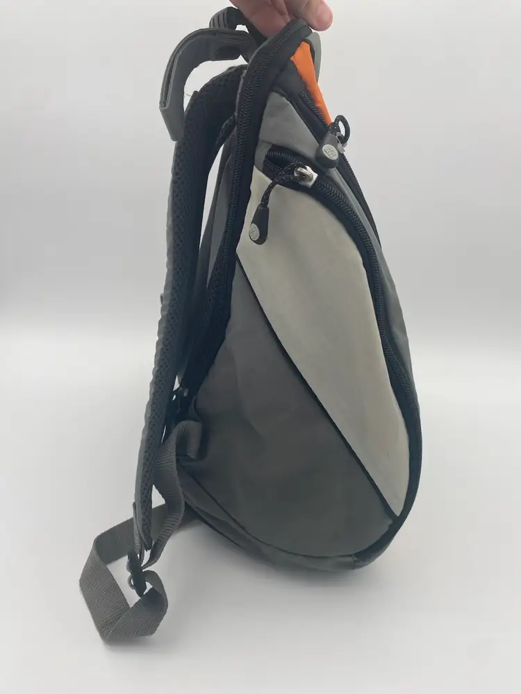 Columbia Gray & Orange Trekster Diaper Bag Backpack - Stroller Tabs - 14.5x7x12