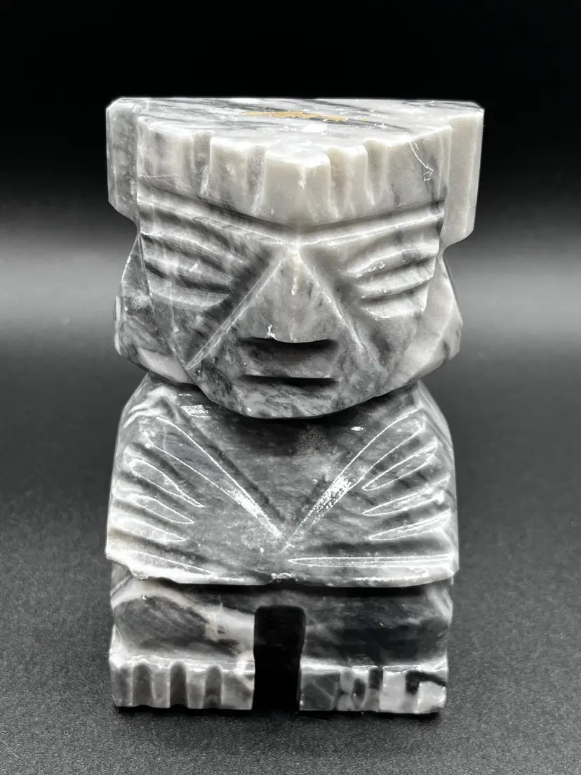 Large Tribal Aztec Grey Marble Stone Book End/Paperweight 5”