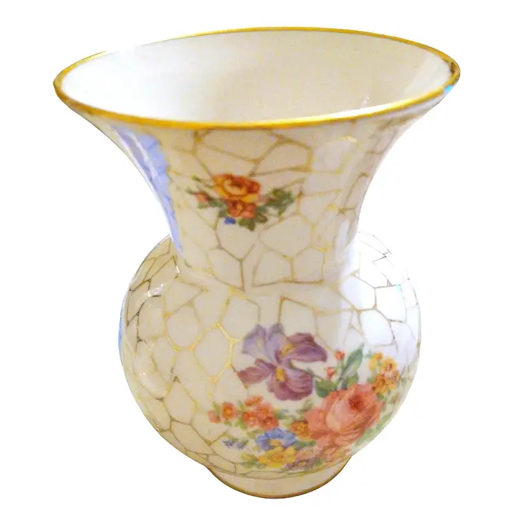 Kerafina Porzellan Bavarian German Flower Vase 6 " Tall Gold Gilt