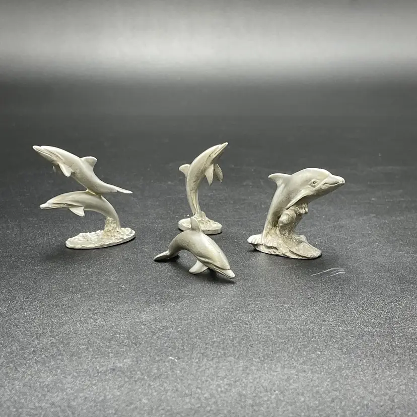 Spoontiques Pewter Miniature Dolphin Lot Of 4 Figurines