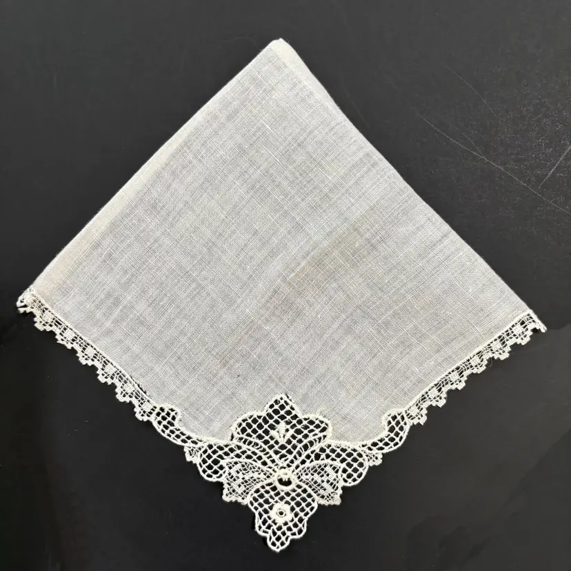 Floral Lace Wedding Handkerchief Bride Cottage Core Granny Vintage
