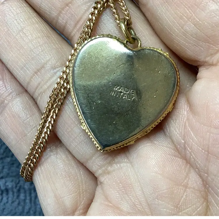 Vintage Made In Italy Micromosaic Heart Pendant Necklace 20”