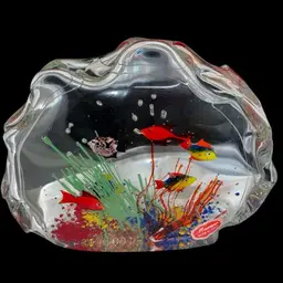XLarge Vintage Murano Aquarium Paper Weight With Original Sticker