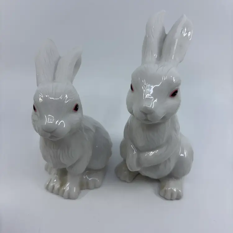 Porcelain White Rabbit Pair 5.5-6.5”