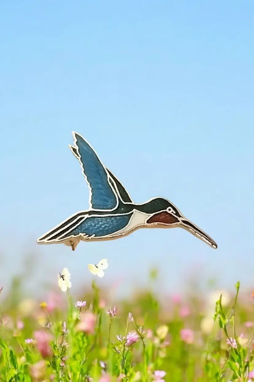 William Spear Cloisonne Enamel Hummingbird Brooch Pin Vintage 1985