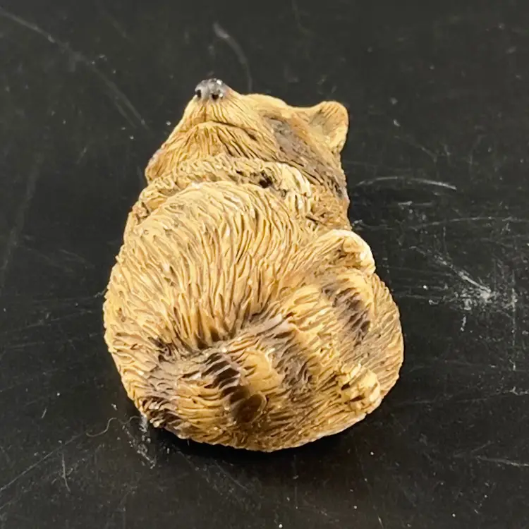 Vintage Sleeping Raccoon Figurine by Sandra Brue Sandicast 1986