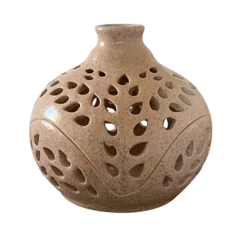 Gorgeous 2-piece Ceramic Pottery Fairy Lamp / Candle Holder 6 1/2” X 6 1/2”