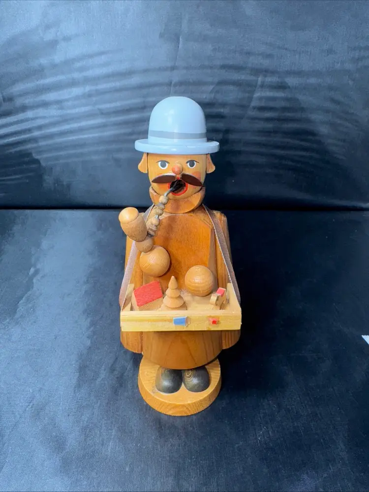 Vintage Kunert Erzgebirge Holzkunst German Wood Incense Smoker Toy Seller