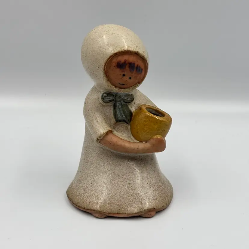 UCTCI Japan Speckled Stoneware Girl Figurine Bud Vase