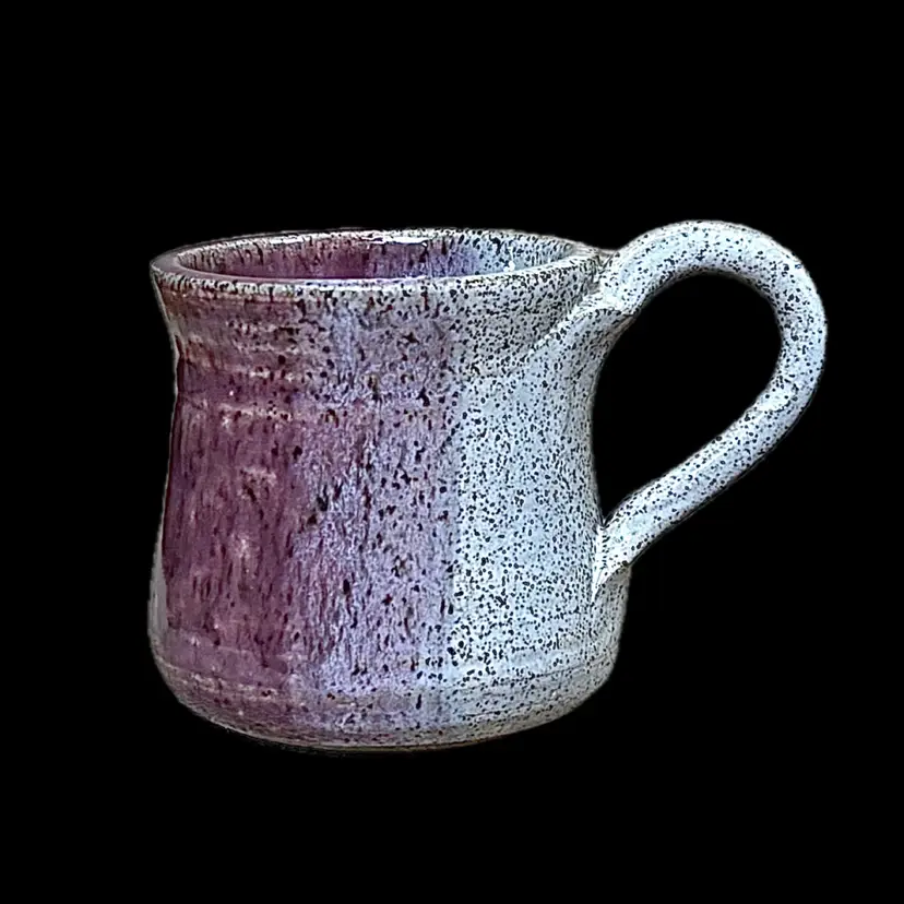 Purple Cream Speckled Child Size Mug Cup Pottery Rustic Farmhouse Cottagecore