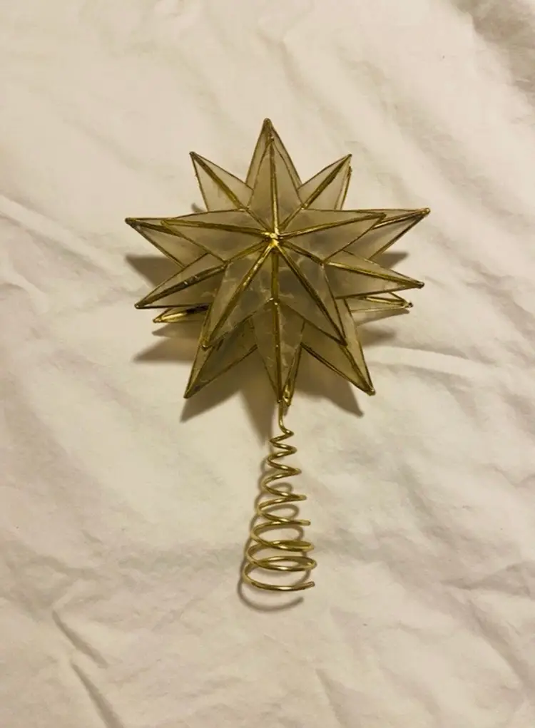 Capiz Bethlehem Star Christmas Tree Topper Seasonal Holiday Christmas Decor Coastal Rustic Farmhouse Retro