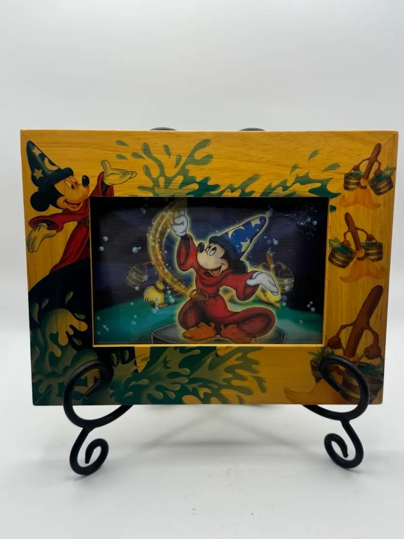 24926 - Disney Animated Sorcerer’s Apprentice Postcard/pic Framed In Disney Fantasia-themed Frame 8.5” X 7”, 4” X 6” Photo