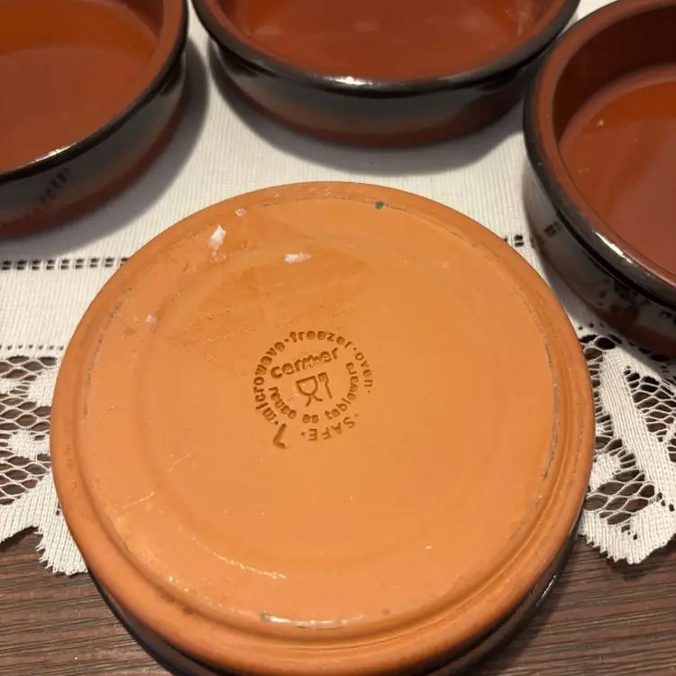 4 Cermer Terracotta Baking/Serving Dishes 4.5” diameter