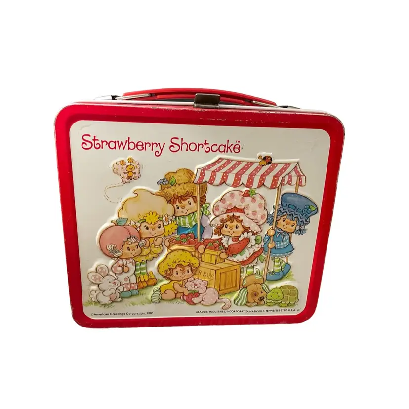 #01 Strawberry Shortcake Metal Lunchbox . No Thermos Vintage 1981