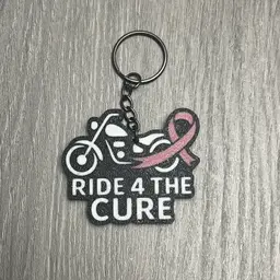 3D Printed Ride 4 The Cure Motorcycle Keychain – Pink Ribbon Awareness Support