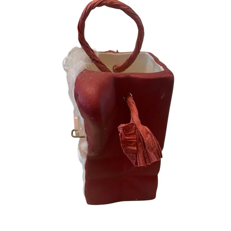 Santa Face Ceramic Gift Bag Vintage Planter glasses Embellished Made In USA