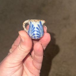 Mini Stoneware Blue And Grey Speckled Pitcher