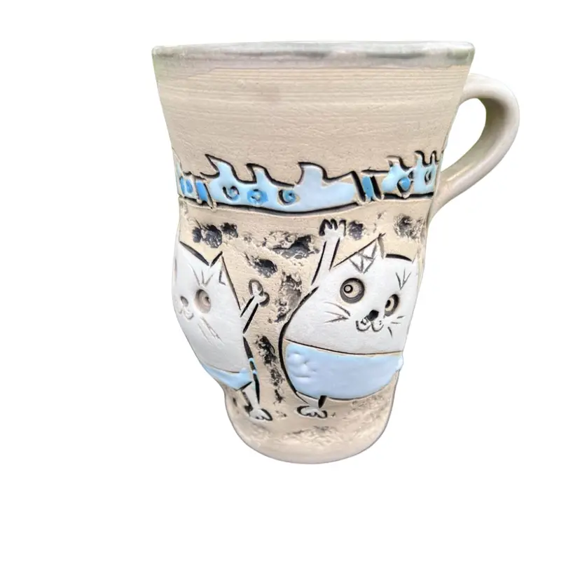 Funky Kotor Pottery Cat Mug