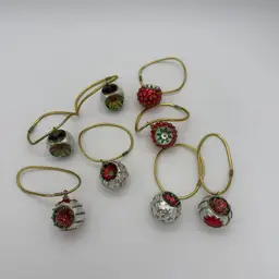 Vtg. Boston Warehouse Christmas Holiday Opulent Ornaments Napkin Charmers 8pc.