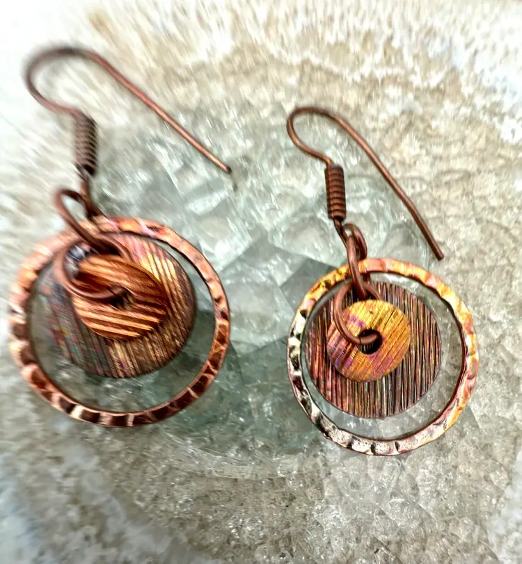 Textured Mixed Metal Rings Hoop Earrings