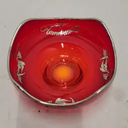 40th Anniversary Klein's Ruby Red Art Glass W/ Silver Accent