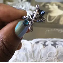 Vintage Handmade Sterling Silver and Rough Blue Stone Ring - Size 7