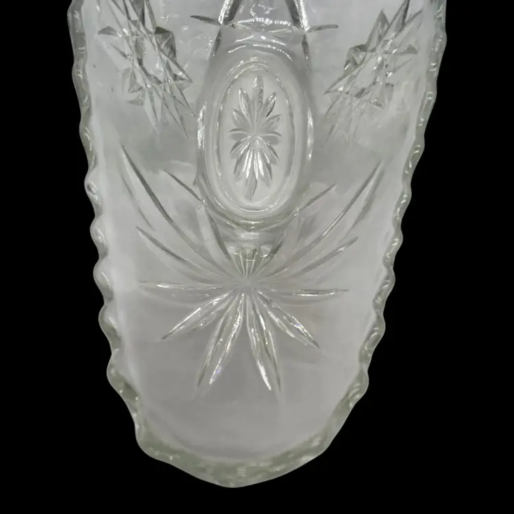 VINTAGE ANCHOR HOCKING STAR OF DAVID GONDOLA BOAT DISH 9-1/4” CLEAR GLASS