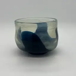 Vintage Artist Signed Art Glass Wave Swirl Galaxy Bowl Footed