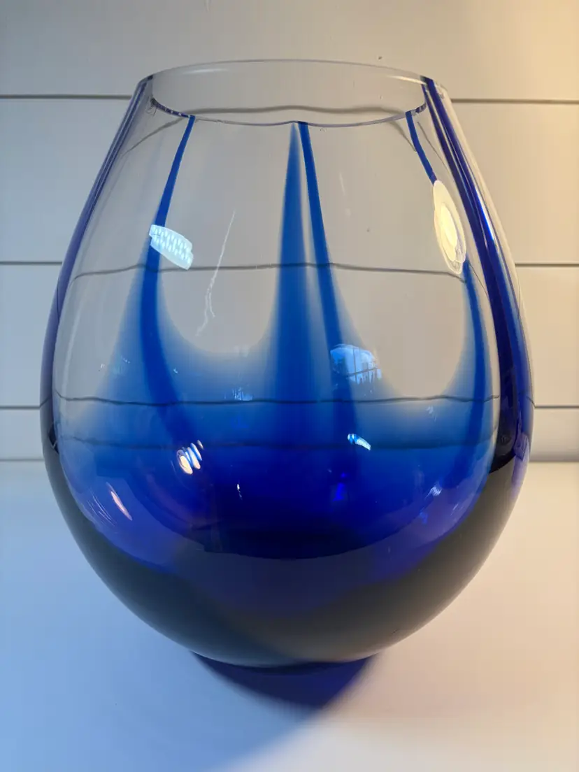 Blue Swirl Art Glass Vase