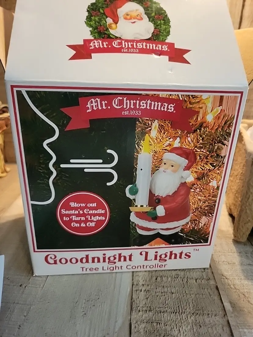 UNUSED Goodnight Lights Blow Out Santas Candle On/Off Tree Lights Mr Christmas