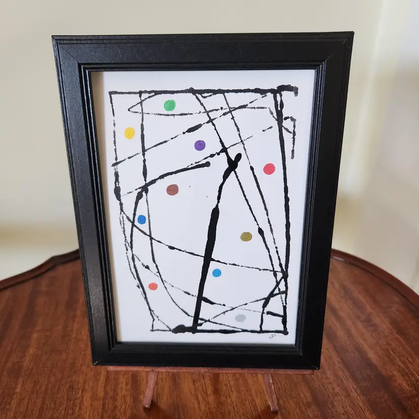 Acrylic Marble Art On Watercolor Paper, Colorful, 5x7, Original, Signed By The Artist, Frame not included