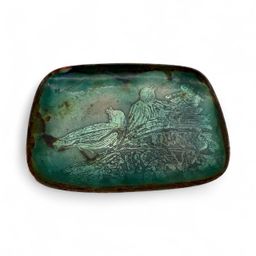 Enamel On Copper Bird Design Tray