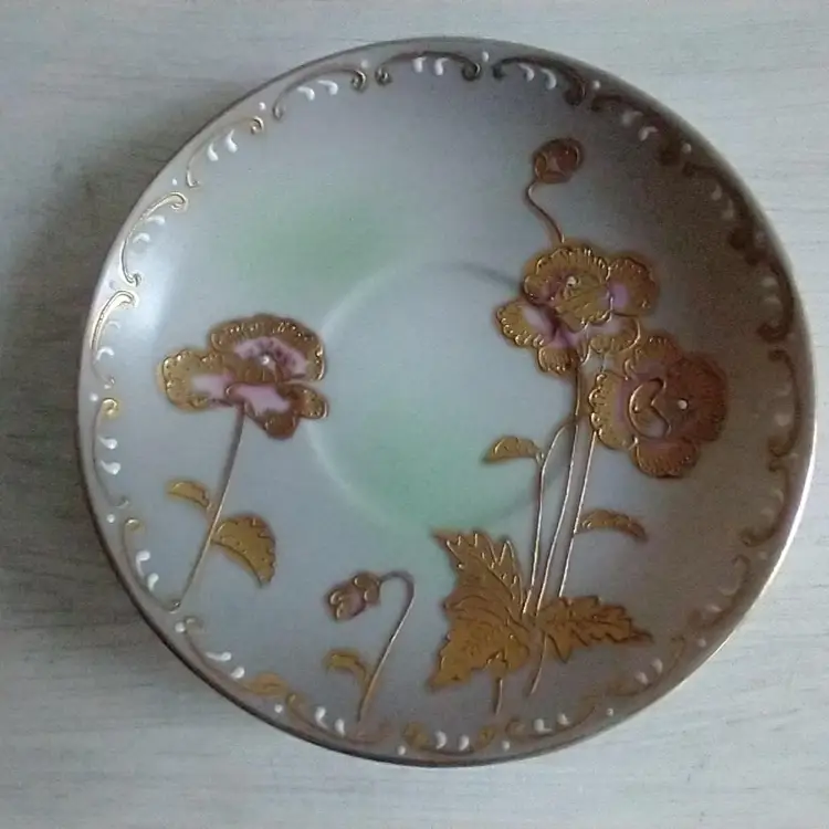 Vintage Occupied Japan Demitasse Petite Tea or Espresso CUP & SAUCER.  Pink White Green Rose Floral Motif