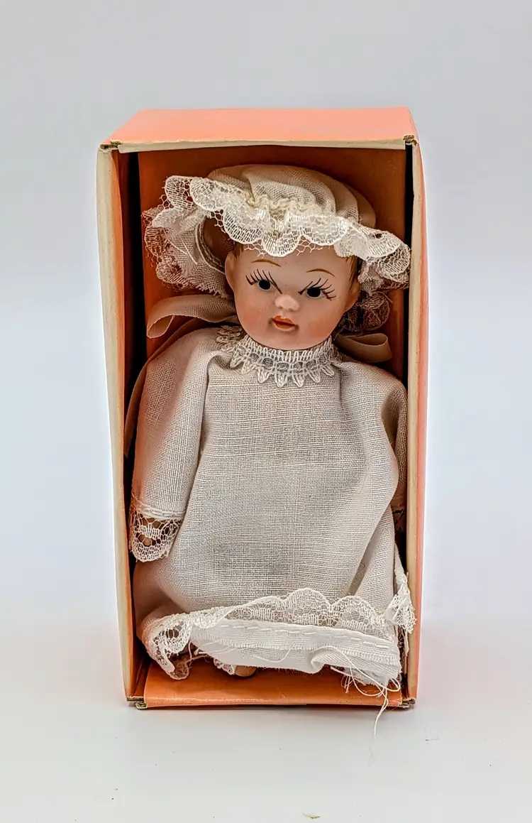 Vintage Kingsstate Dollcrafter 4" All Porcelain Baby Doll w/ Box