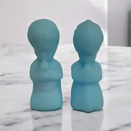 Fenton Blue Satin Praying Children Figurines • Boy & Girl Pair • Vintage Fenton Glass • Nursery Shelf Décor