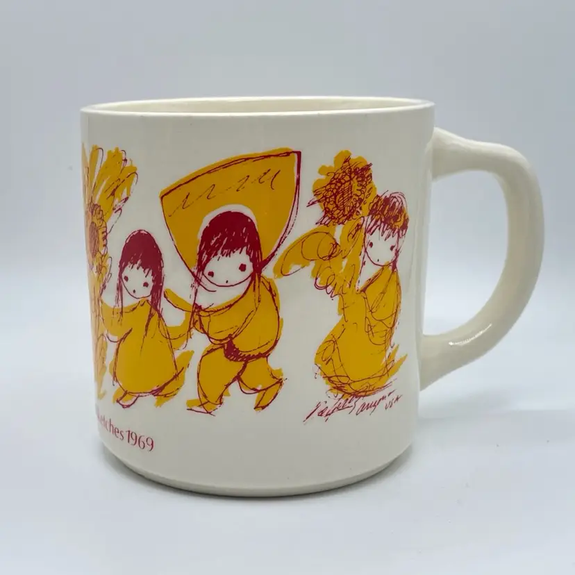 RARE Ted DeGrazia Midnight Sketches 1969 Coffee Mug Cup Signed Made USA