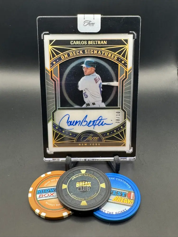 Carlos Beltran Auto 08/10 On Deck Signatures 2024 Panini Three And Two New York Mets