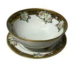 Nippon Moriage Footed Bowl And Underplate