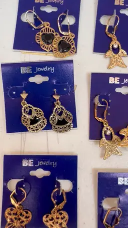 Lot Of 81 Assorted Pairs Of Gold Tone Filigree Hinge Back Earrings NOS